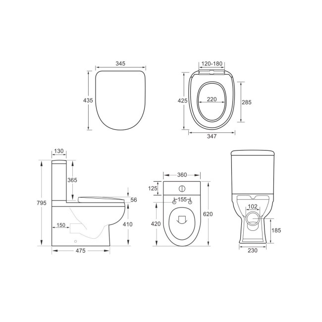 Close Coupled Closed Back Toilet with Soft Close Seat - Addison