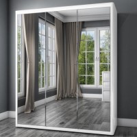 ONLY OPENED - Lexi White High Gloss Triple Wardrobe With 3 Mirrored Doors