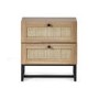 Rattan 2 Drawer Bedside Table in Oak - Padstow - Julian Bowen