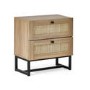 Rattan 2 Drawer Bedside Table in Oak - Padstow - Julian Bowen