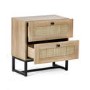 Rattan 2 Drawer Bedside Table in Oak - Padstow - Julian Bowen