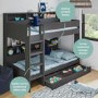 Grey Bunk Bed with Storage Shelves and Drawer - Aire