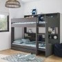 Grey Bunk Bed with Storage Shelves and Drawer - Aire