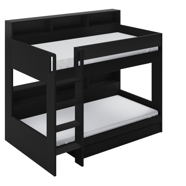 Black Bunk Bed with Storage Shelves and Drawer - Aire