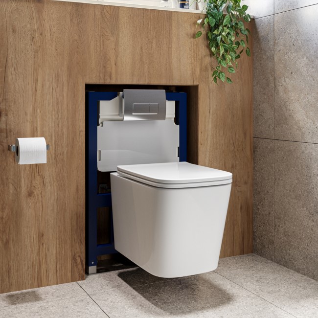 Albi Wall Hung Toilet 820mm Pneumatic Frame & Cistern & Chrome Flush Plate