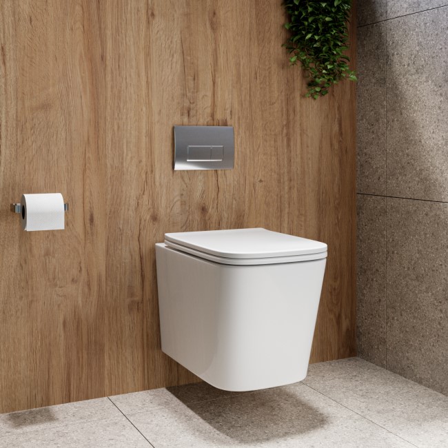 Albi Wall Hung Toilet 820mm Pneumatic Frame & Cistern & Chrome Flush Plate