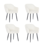 Cream Boucle Armchair Dining Chairs With Black Legs - Set of 4 - Ally