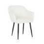 Set of 2 Cream Boucle Armchair Dining Chairs With Black Legs -Ally