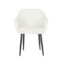 Set of 2 Cream Boucle Armchair Dining Chairs With Black Legs -Ally