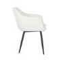 Set of 2 Cream Boucle Armchair Dining Chairs With Black Legs -Ally