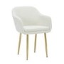 Set of 2 Cream Boucle Armchair Dining Chairs With Gold Legs -Ally