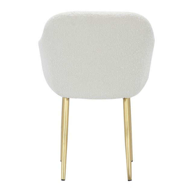 Set of 2 Cream Boucle Armchair Dining Chairs With Gold Legs - Ally