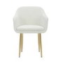 Set of 2 Cream Boucle Armchair Dining Chairs With Gold Legs -Ally