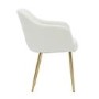 Set of 2 Cream Boucle Armchair Dining Chairs With Gold Legs -Ally