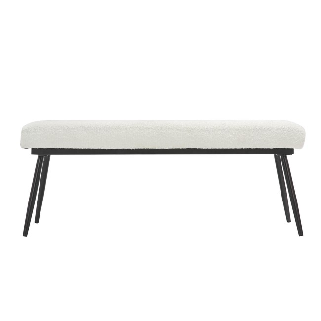 Large Cream Boucle Dining Bench  -  120cm  -  Seats 2  -  Ally