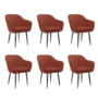 Set of 6 Burnt Orange Boucle Dining Chairs with Arms - Ally