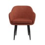 Set of 2 Rust Boucle Armchair Dining Chairs With Black Legs -Ally