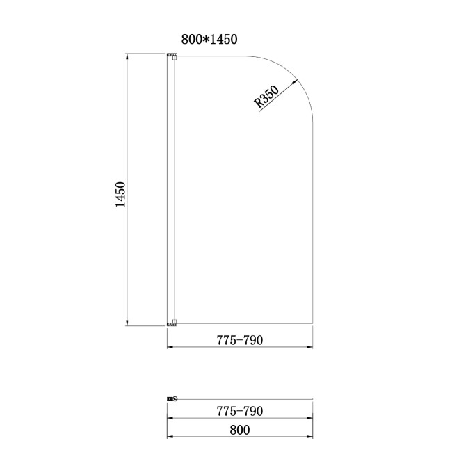 Freestanding Shower Bath Single Ended Right Hand Corner with Chrome Bath Screen 1650 x 800mm - Amaro