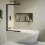 Freestanding Single Ended Left Hand Corner Shower Bath with Black Sliding Bath Screen 1650 x 800mm - Amaro