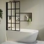 Freestanding Single Ended Left Hand Corner Shower Bath with Black Grid Bath Screen 1650 x 800mm - Amaro