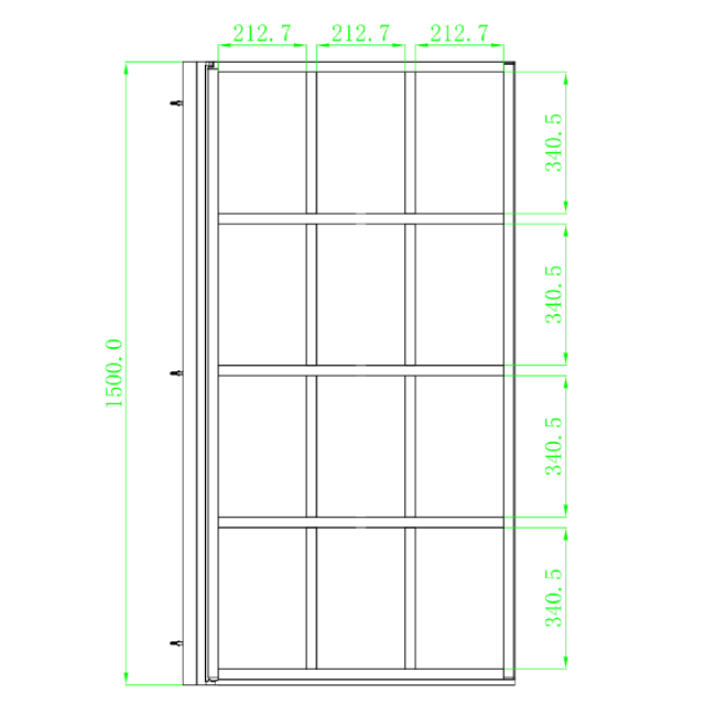 Black Grid Left Hand Shower Bath Screen 1500 x 800mm - Nova