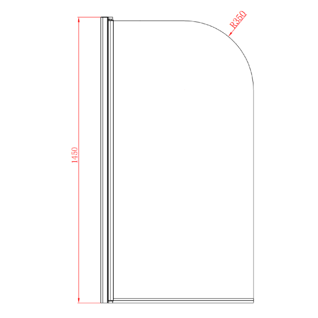 Black Hinged Shower Bath Screen 1450 x 775mm - Taurus