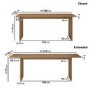 Large Oak Extendable Dining Table - 180-220cm - Seats 6 - 8 - Mia