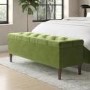 Cushioned Ottoman Storage Bench in Olive Green Velvet - Amara