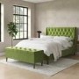 Cushioned Ottoman Storage Bench in Olive Green Velvet - Amara