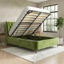 Olive Green Velvet Double Ottoman Bed with Legs - Amara