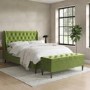 Olive Green Velvet Double Ottoman Bed with Blanket Box - Amara