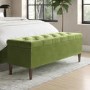 Olive Green Velvet Double Ottoman Bed with Blanket Box - Amara