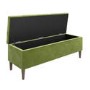 Cushioned Ottoman Storage Bench in Olive Green Velvet - Amara