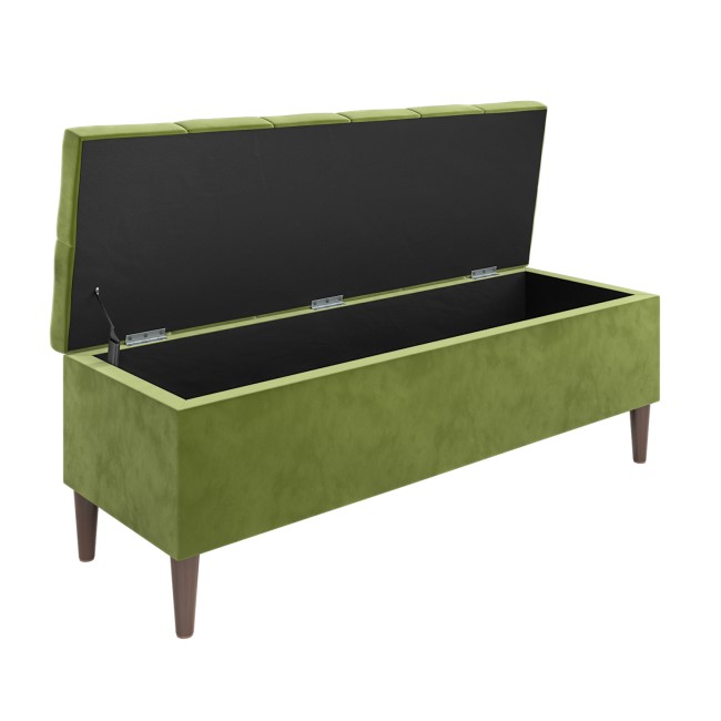 Ottoman Storage Blanket Box in Olive Green Velvet - Amara