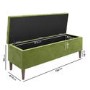 Cushioned Ottoman Storage Bench in Olive Green Velvet - Amara