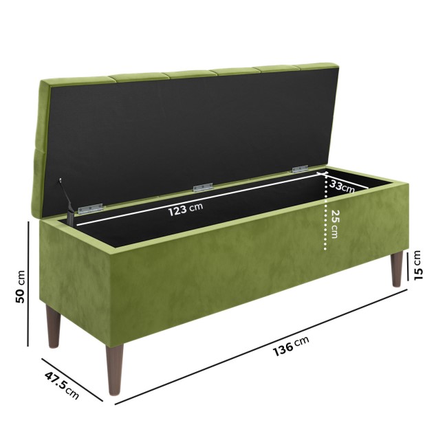 Ottoman Storage Blanket Box in Olive Green Velvet - Amara