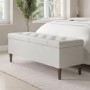 Cushioned Ottoman Storage Bench in Cream Fabric - Amara