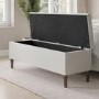 Cushioned Ottoman Storage Bench in Cream Fabric - Amara