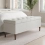 Cream Fabric King Size Ottoman Bed with Blanket Box - Amara