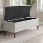 Cream Fabric King Size Ottoman Bed with Blanket Box - Amara