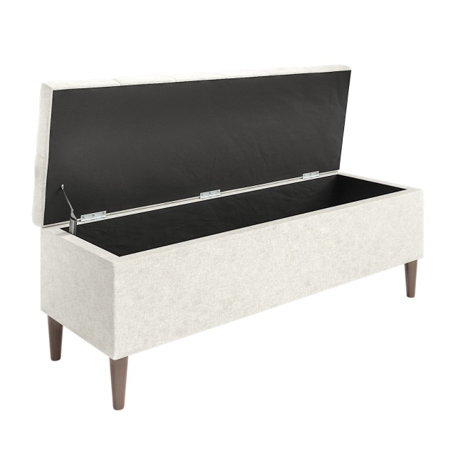 Cushioned Ottoman Storage Bench in Cream Fabric - Amara