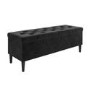 Cushioned Ottoman Storage Bench in Black Velvet - Amara