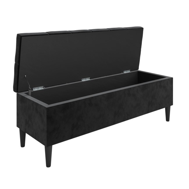 Ottoman Storage Blanket Box in Black Velvet - Amara