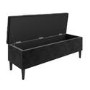 Cushioned Ottoman Storage Bench in Black Velvet - Amara