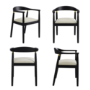 Set of 4 Brass Detail Black Carver Dining Chairs - Anders