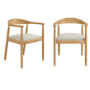 Set of 2 Brass Detail Oak Carver Dining Chairs - Anders