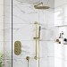 Brushed Brass Dual Outlet Wall Mounted Thermostatic Mixer Shower with Hand Shower - Arissa