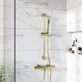 Brushed Brass Thermostatic Mixer Shower with Hand Shower  - Arissa