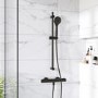 Black Thermostatic Round Bar Mixer Shower Set with Slide Rail Kit - Arissa