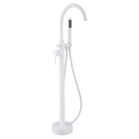 White Freestanding Bath Shower Mixer Tap - Arissa